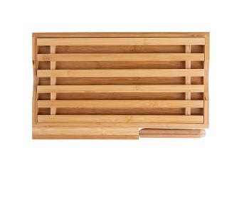 Επιφάνεια κοπής ψωμιού bamboo με μαχαίρι 35,5*22